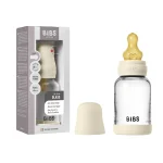 ⁦Bibs Baby Feeding Bottle Glass- Round Natural Rubber Latex Nipple, 120ml⁩ - الصورة ⁦2⁩