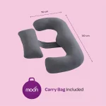 ⁦Moon Multi Position Maternity Pillow with Back Support (Grey)⁩ - الصورة ⁦2⁩