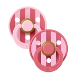 Bibs Colour Natural Rubber Pacifier 2-Pack - Block Latex Baby Pink/ Coral Mix
