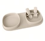 Foldable Silicone Plate with Fork & Spoon Set