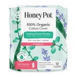 Honey Pot 100% Organic Cotton Cover Cooling Herbal Infusion Postpartum Pads, 12 Count