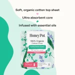 ⁦Honey Pot 100% Organic Cotton Cover Cooling Herbal Infusion Postpartum Pads, 12 Count⁩ - الصورة ⁦5⁩